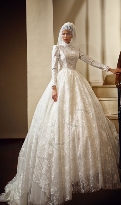 Tesettür gelinliklerde 2018 KABARIK-ETEK