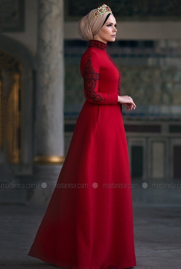 Mehendi Elbise - Kırmızı - Muslima Wear