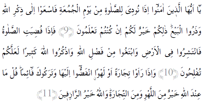 Cuma Suresi Arapçası ve Meali